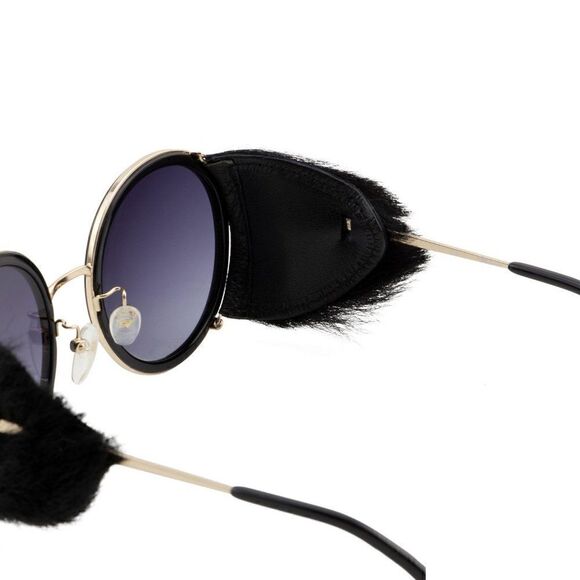 New Blumarine Women Round Sunglasses SBM-109S-300G Black Gold Mirrored, Limited  - Picture 14 of 14